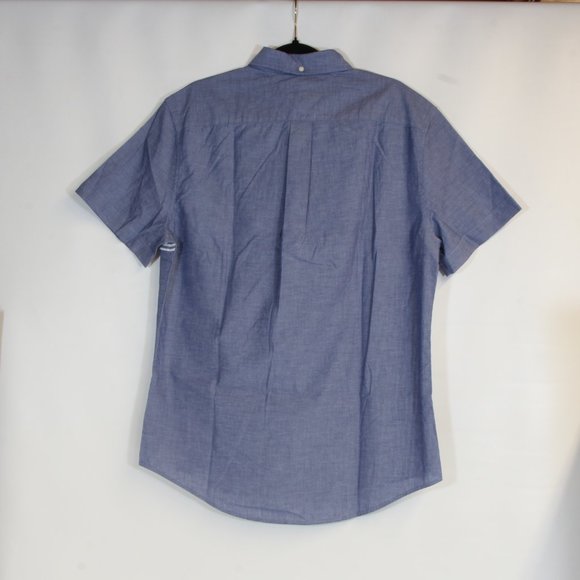 Tommy Hilfiger Custom Fit Large Blue White Button Down Short Sleeve Shirt NWT - Picture 5 of 6